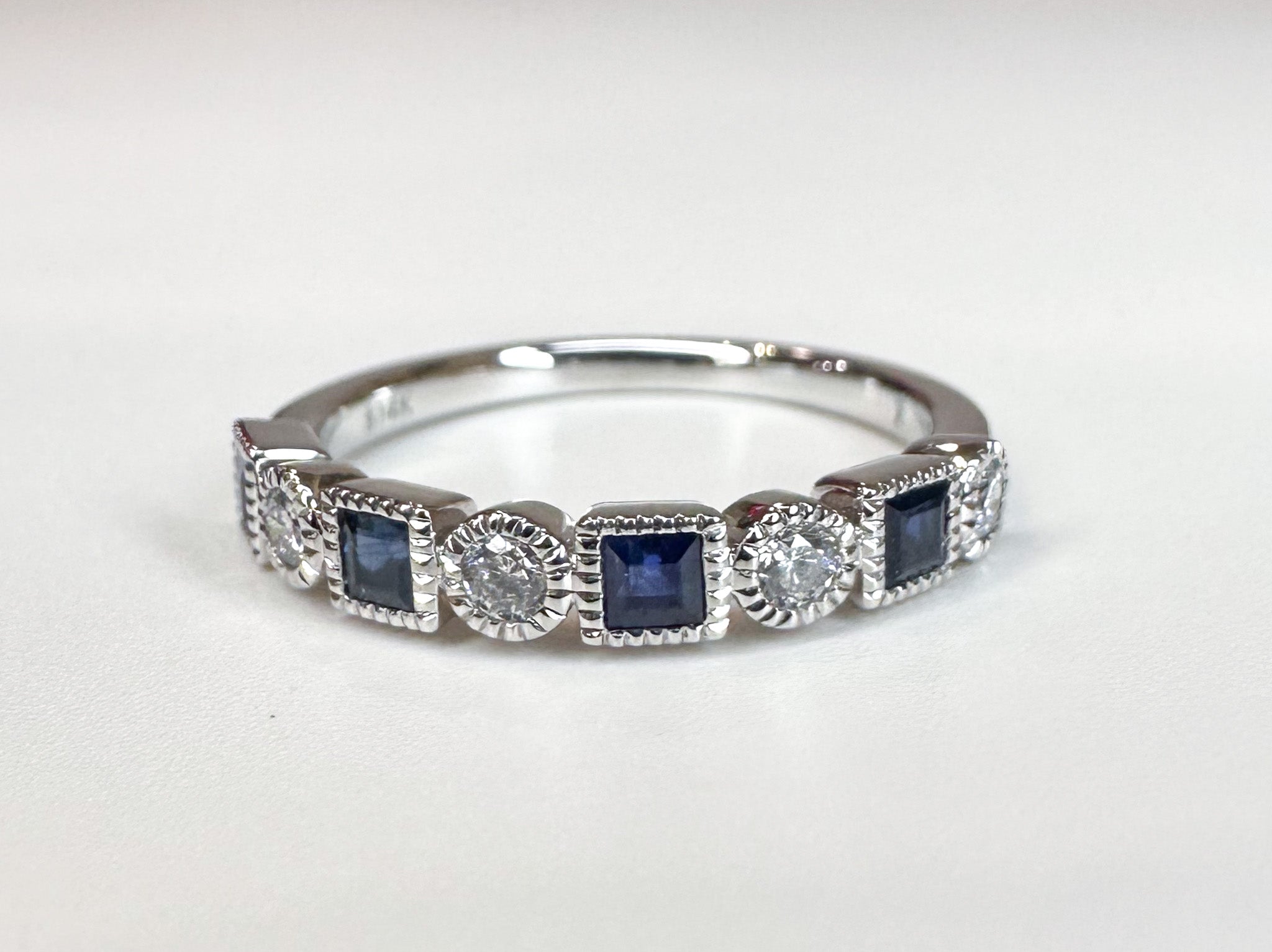 Sapphire and Diamond Wedding Band